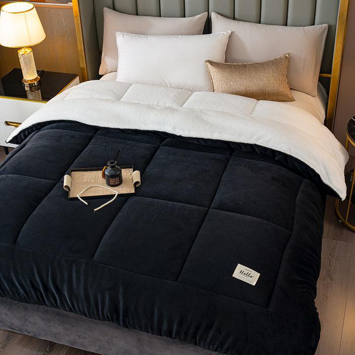 Winter Lammwoll-Samt-Steppdecke: Doppelseitige Fleecedecke - Warme Baumwolle, Doppelgröße, Ideales Geschenk