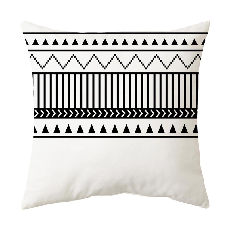 Black and White Simple Geometric Line Printing Pattern Cushion Cover Home Living Room Sofa Decoration Pillow Pillow Cover