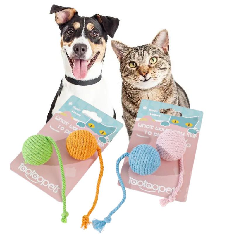 Pet Cotton Rope Toy With Colorful Tail Ball For Cats And Dental Chewing