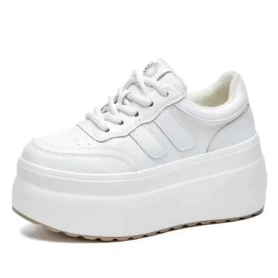 Fashion 8CM Trend Leather Women Synthetic Chunky Sneakers Spring Skateboarding Casual Platform Wedge Female Autumn Vulcanize Shoes