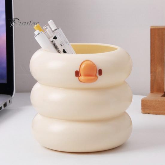 Beauty Tool Holder Cute Duck Pen & Makeup Brush Organizer, Large Capacity Desk Storage, Kawaii Stationery Decor, Creative Gift for Students
