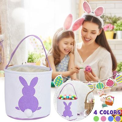 Panier de Pâques Motif Festif Sac Cadeau en Toile Sac de Transport pour Œufs Sac à Bonbons