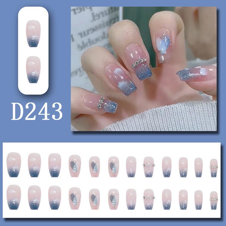 Sweet Fairy Detachable Press-On Nails: Cute Blush Translucent Finished Nails for Girls