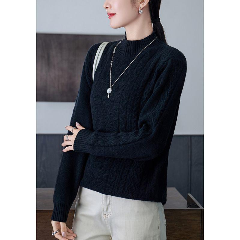 New Autumn and Winter Thickened Sweaters for Women, Knitted Cashmere Sweaters, Turtleneck Pullovers, Long Sleeves, Loose and Lazy