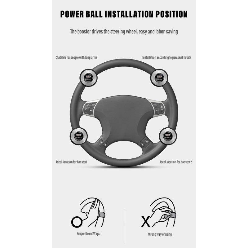 360 Degree Car Turning Steering Wheel Power-assisted Rotary Button Booster Spinner Knob For Cadillac CTS STS DTS SRX XLR ATX Escalade Seville Tiburon