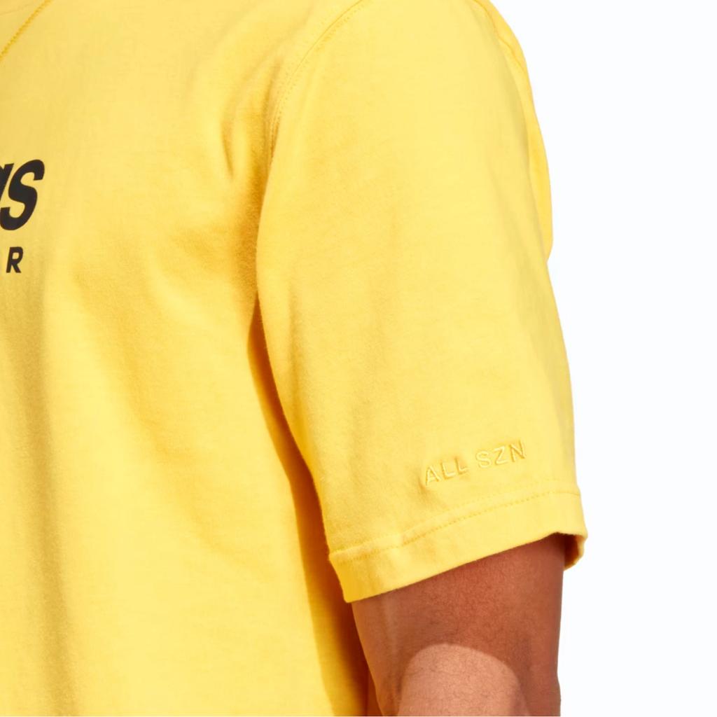 adidas T Shirts Men's Yellow Crew Neck Moderate Straight Fit IC9818
