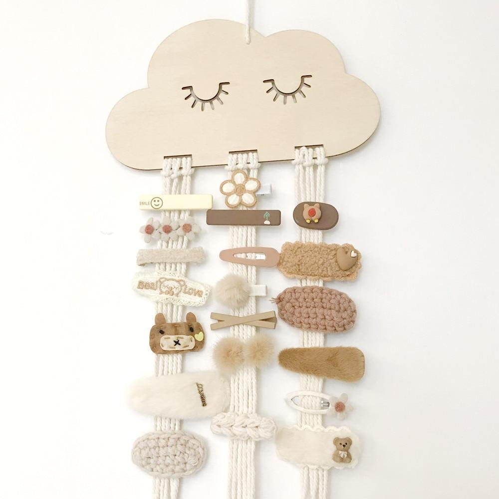 

EW Nordic Style Solid Wood Cloud Style Accessories Princess Hairpin Band Bow Storage Cushion DIY Accessories Bag Clouds eyelashes color line