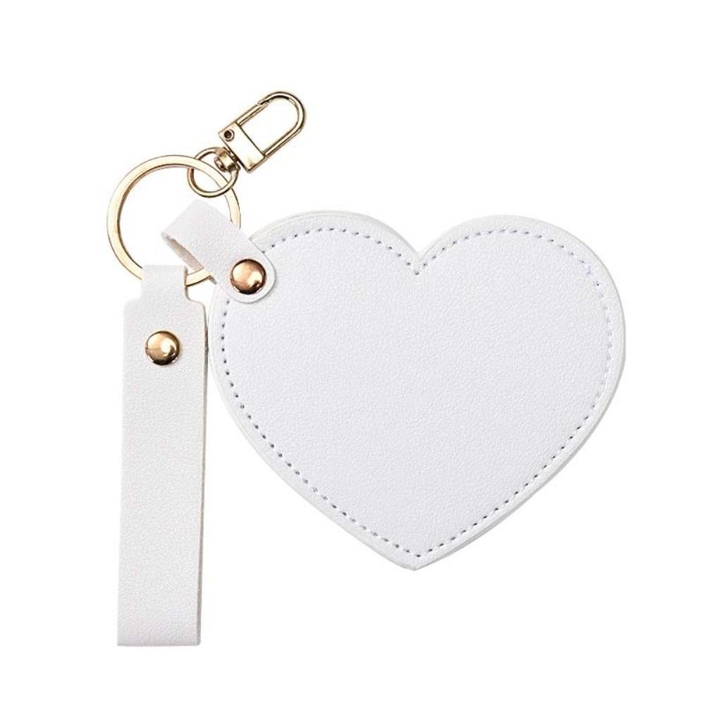 

Rotate Small Mirror Love Heart Makeup Mirror PU Leather Colorful Love Keychain Female