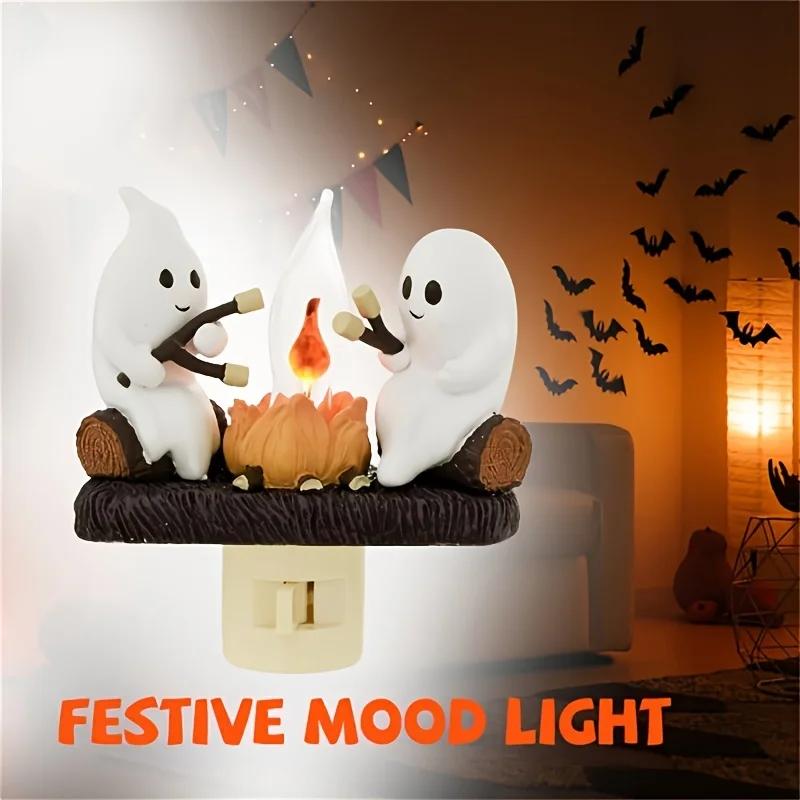 110V 220V Halloween Ghost Bonfire twinkling night light, 3D LED campfire night light,Halloween interior cute decoration