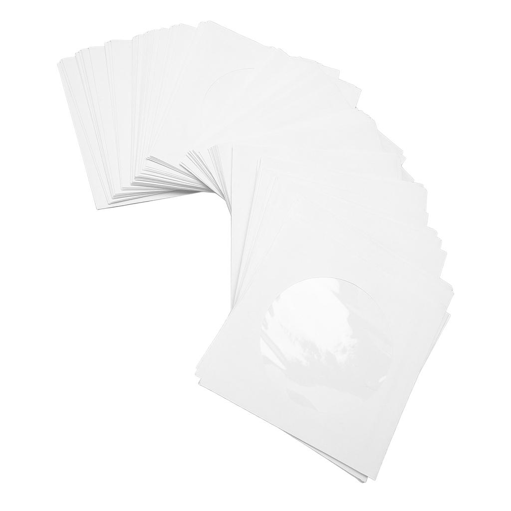 100 Pack CD DVD Sleeves Envelopes Thick Reusable Dust Proof Disc Sleeves with Flap Clear Window for 8cm Miniature Disc