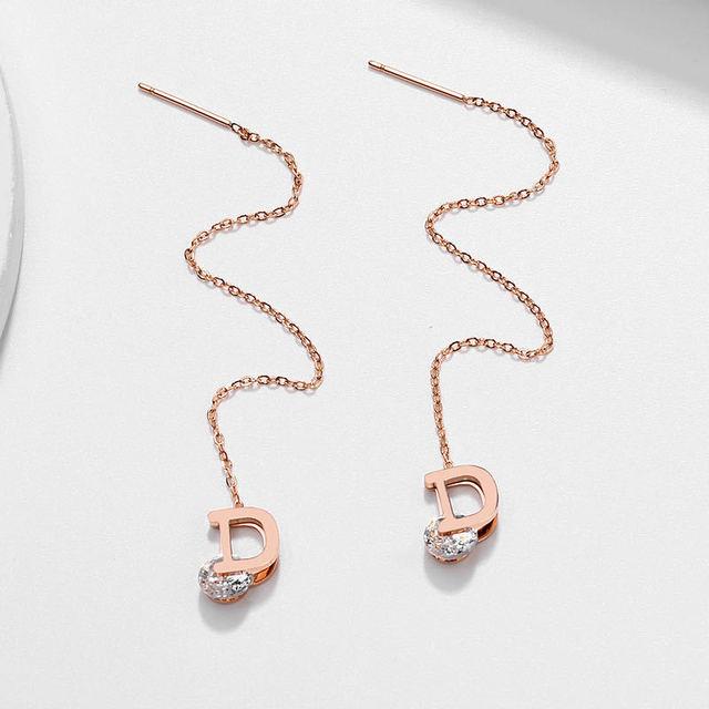 

Модная двусторонняя подвеска с буквой D из циркона для женщин, корейская мода, милая длинная цепочка, женские серьги-подвески, женские украшения