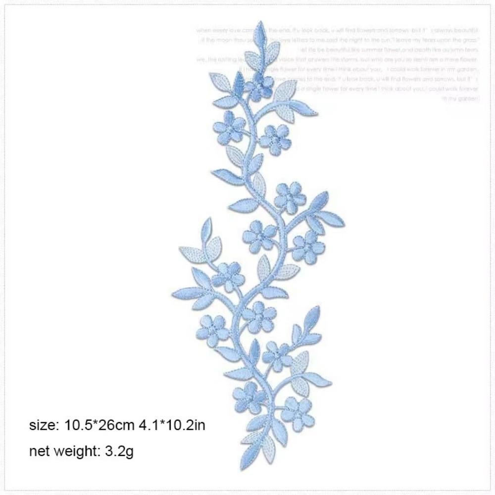 DIY 10.5*26cm Cloth Patches Embroidery Long Decorative Flowers Iron on Patch Adhesive Backing Vine Leaves Cheongsam Bag Patch