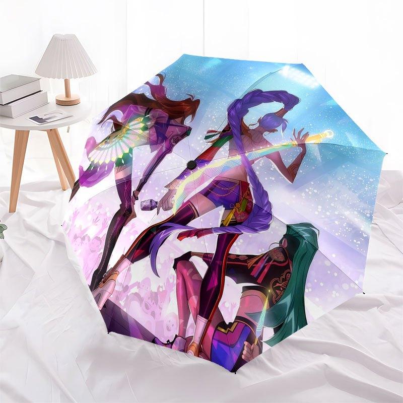 Fantasy Concert: Colorful Anime Characters MerchandiseUmbrella with Cute Design,Portable 3-Fold Compact Umbrella for Men&Women,Valentine's D