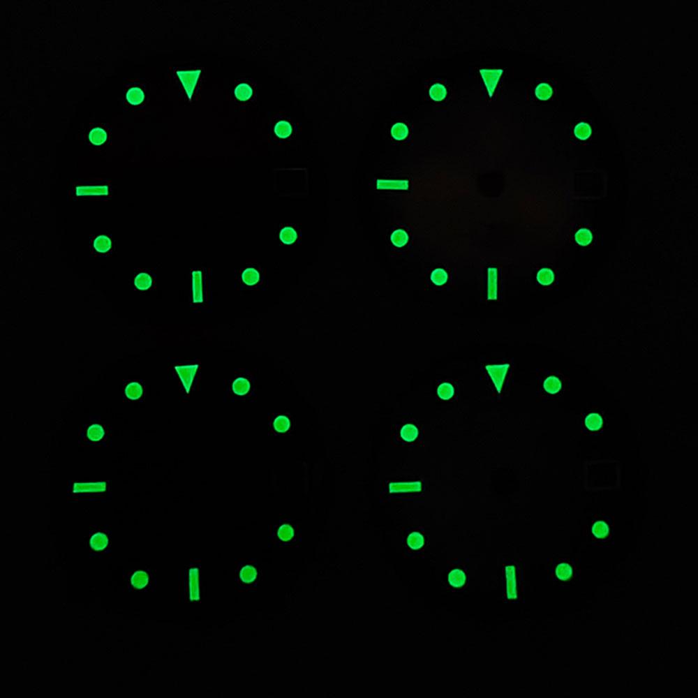 NH35 29mm No Logo Sterile Watch Dial Fit NH35A NH36 Movement High Quality Green Luminous Silver Nail Gradient Watch Face parts