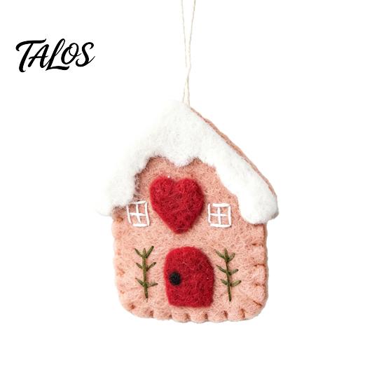 Soft Woolen Decorations for Kids Christmas Felt Ornament, Handmade Wool Santa Candy Cane House Cozy Winter Atmosphere Accents Snowman Hanging Holiday