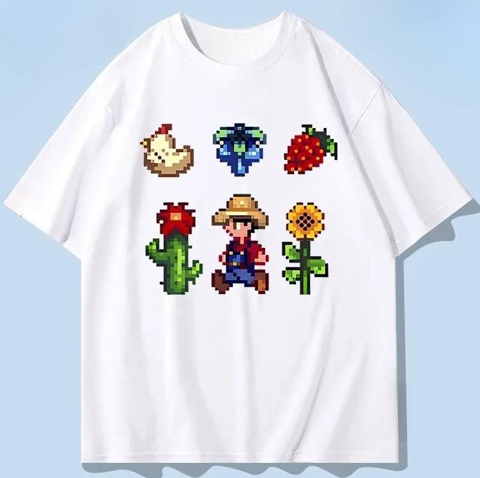 Stardew Valley ar īsām piedurknēm T-krekls vīriešiem 2025 jauns vasaras pikseļu stila pusaudžu apģērbs