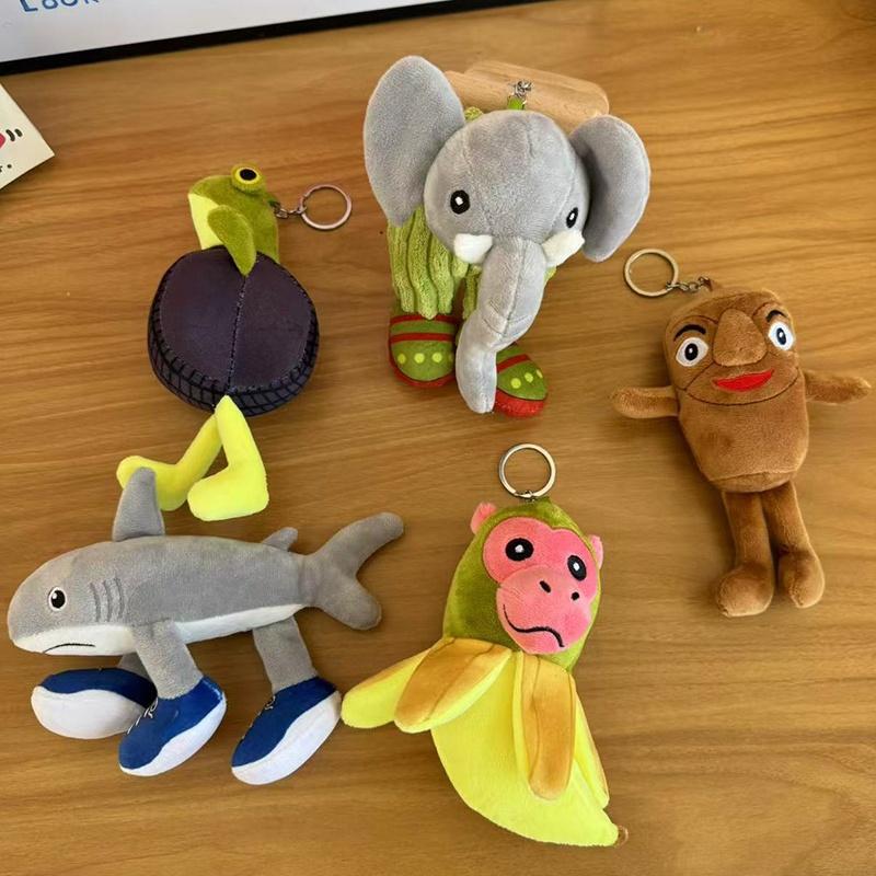 Wucifang Bags Brainrot Plush Toy Keychain Cute Tung Sahur Crocodile Shimpanzini Doll Bananini Gift For Kids