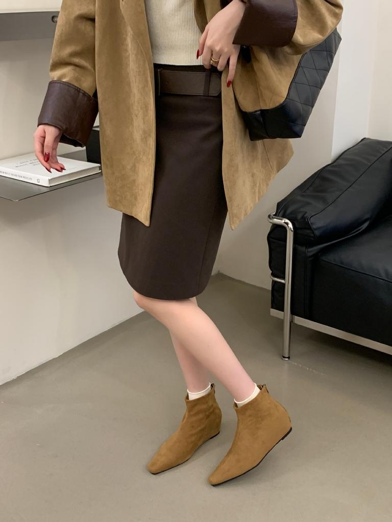 New autumn and winter retro style square head short boots temperament short tube fashion versatile thin short boots women