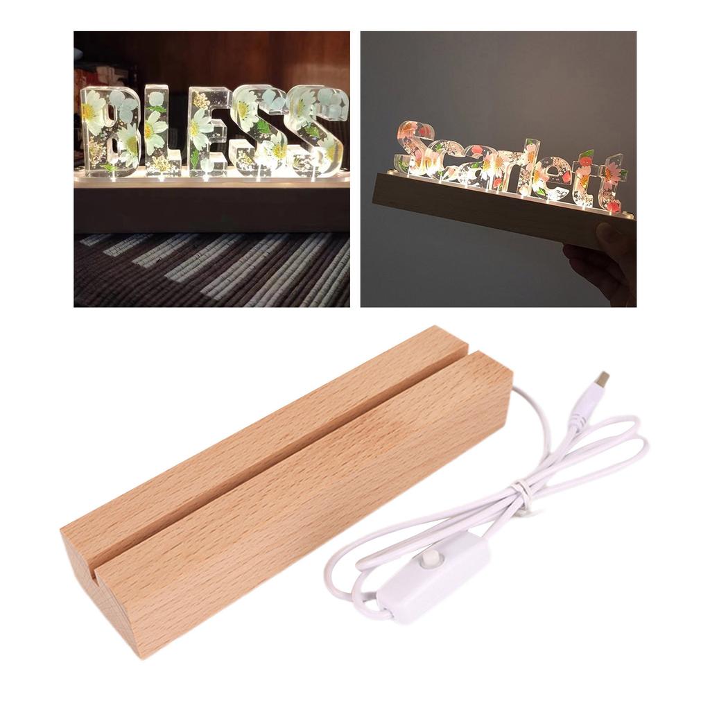 Wooden LED Lights Display Base for Resin Art Wooden LED Light Display Stand