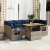 VidaXL Garden Lounge Set with Cushions 7 Pcs Grey Wicker, Outdoor Sofa Set, Corner Sofa Set 3327120