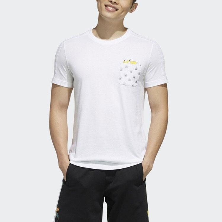Adidas Neo X Pokémon Pikachu Print Pocket Short Sleeve T-Shirt Men Tops White FM0326