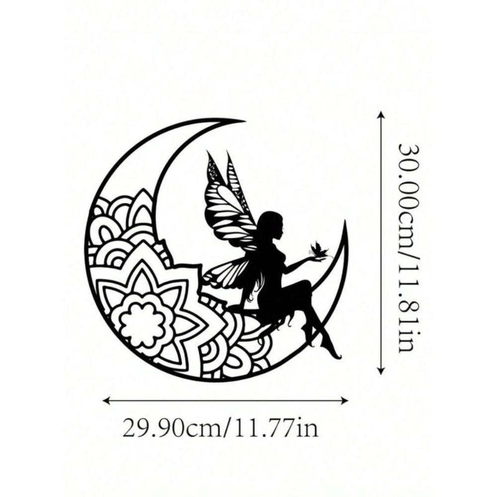 3D Metal Moon Fairy Ornament Home Garden Decor