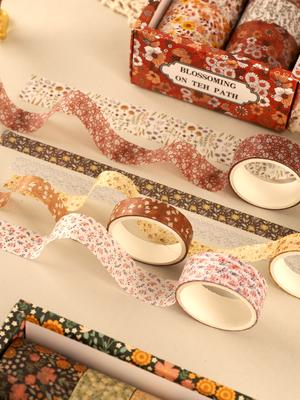 12rolls/Box Floral Washi Tape Journaling Supplies Stationery Washi Tape Decorative Tape Perfect Gift For Artists Washi Tape