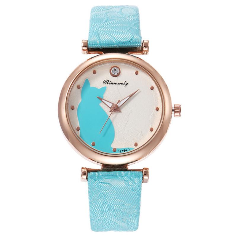 Cute Cat Pattern Quartz Watch Kids Students Wristwatch