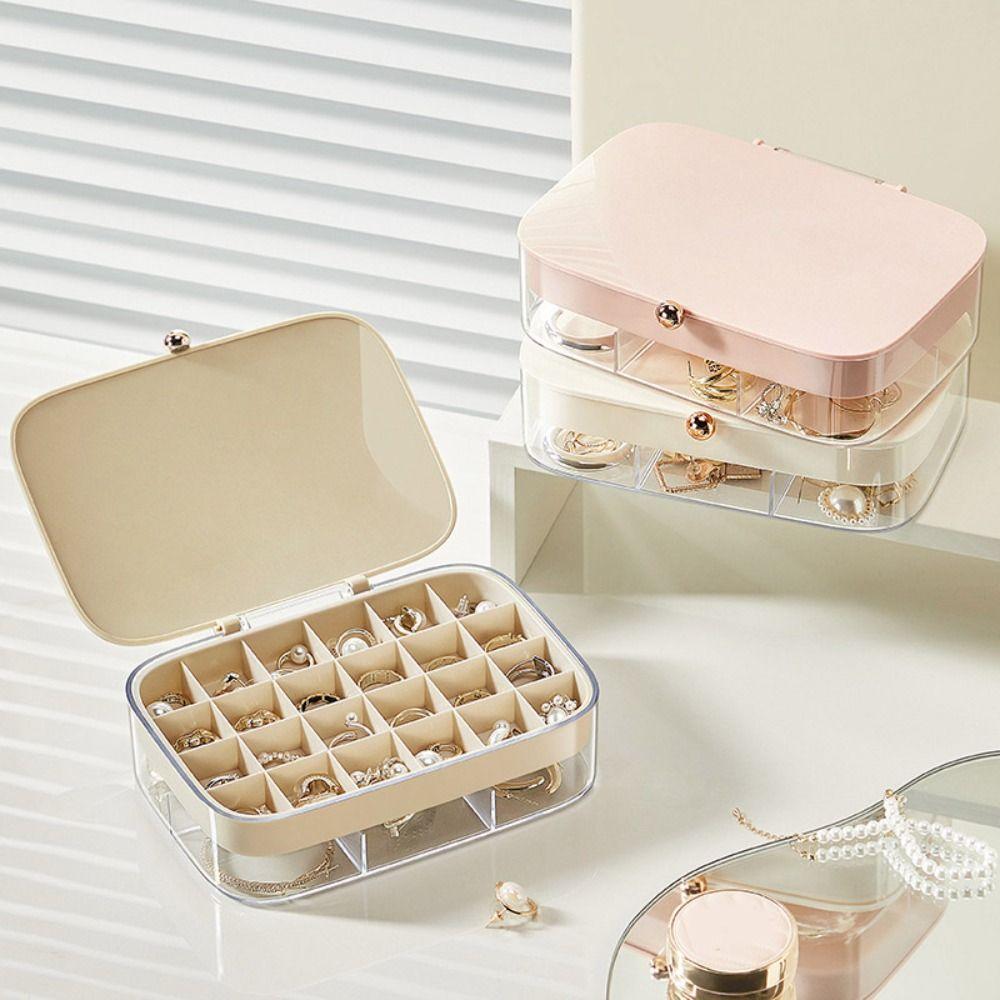 

Double-Layer Jewelry Storage Box Large Capacity Jewelry Holder Organizer Gift Box розовый