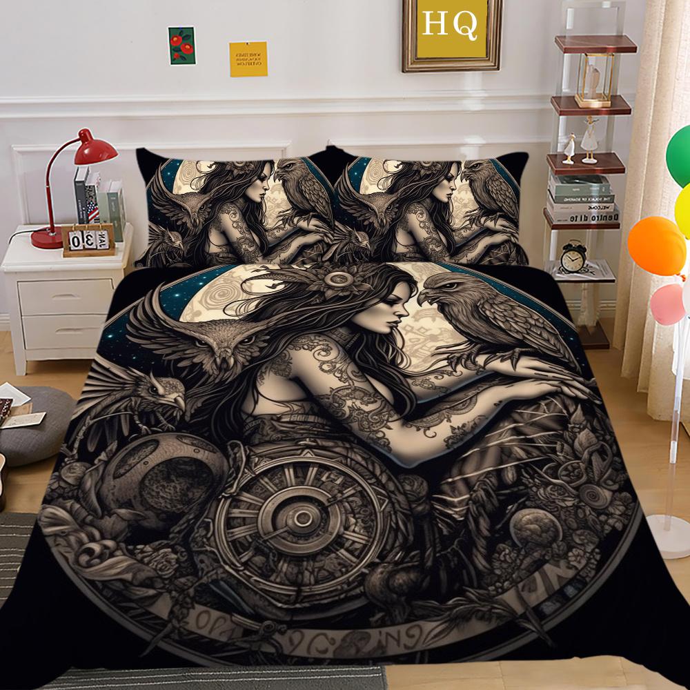 Beauty Skull Printed Bedding Cover Suit Fashion Home Bedclothes King Size Man Boy Cool Duvet Cover Bedroom Decoration