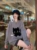 Cartoon Kitten Long-Sleeve Sweater - 2024 Autumn/Winter Knit Top for Women