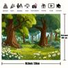 2D Cartoon Woodland Backdrop, Green Daisy Meadow Background for Baby Shower Decor