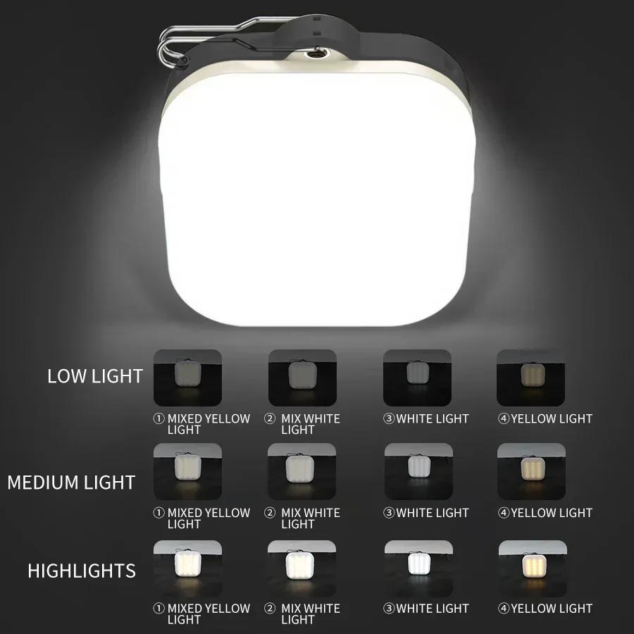 Solar Camping Lights 12 Modes Type C Rechargeable Lamp Outdoor Hanging Light Portable Fill Lantern Work Maintenance Lighting