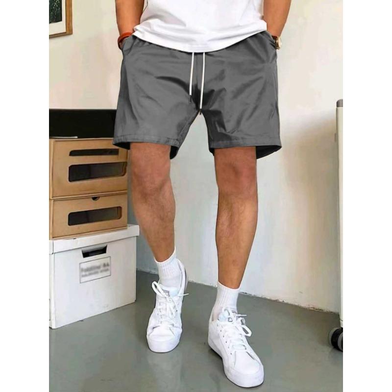 Men's Summer Solid White Casual Shorts Drawstring Waist Lightweight Beach Shorts