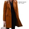 Women Jacket Solid Color Turn-down Collar Single-breasted Long Autumn Blazer for Work
