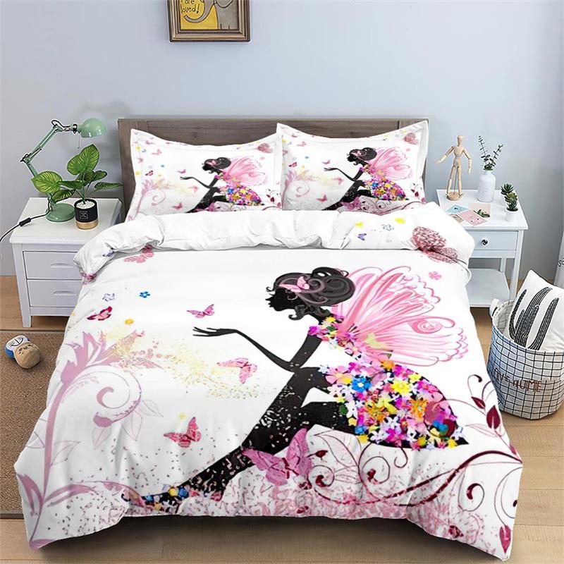 Soft Butterfly Floral Duvet Cover Queen Size For Adults Kids Girls Teens Bedroom Decor Flowers 3D Print Bedding Set Pillowcases