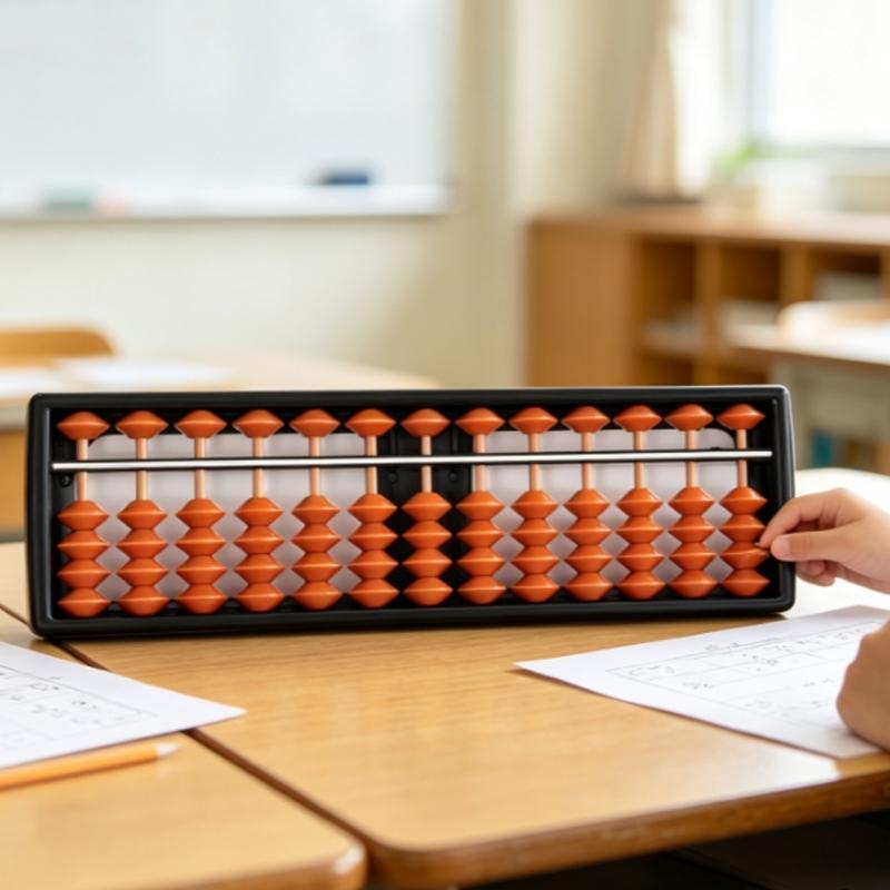 13-Rod Abacus with ABS Plastic Frame and One Upper and Four Lower Beads per Rod for Abacus-Based Math Practice