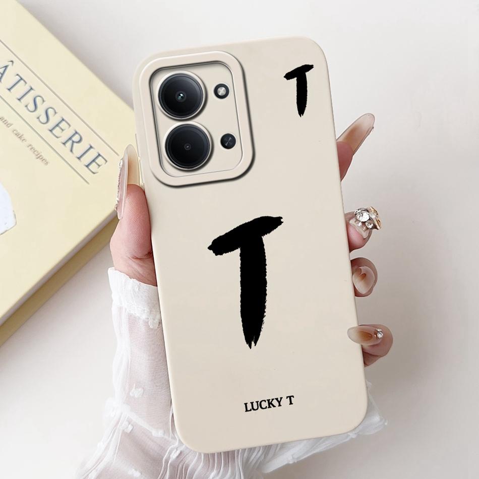 For Xiaomi Poco C85 4G Lucky Initial Letter Phone Case For Poco C85 C 85 4G Soft Silicone Shockproof Cases Bumpers