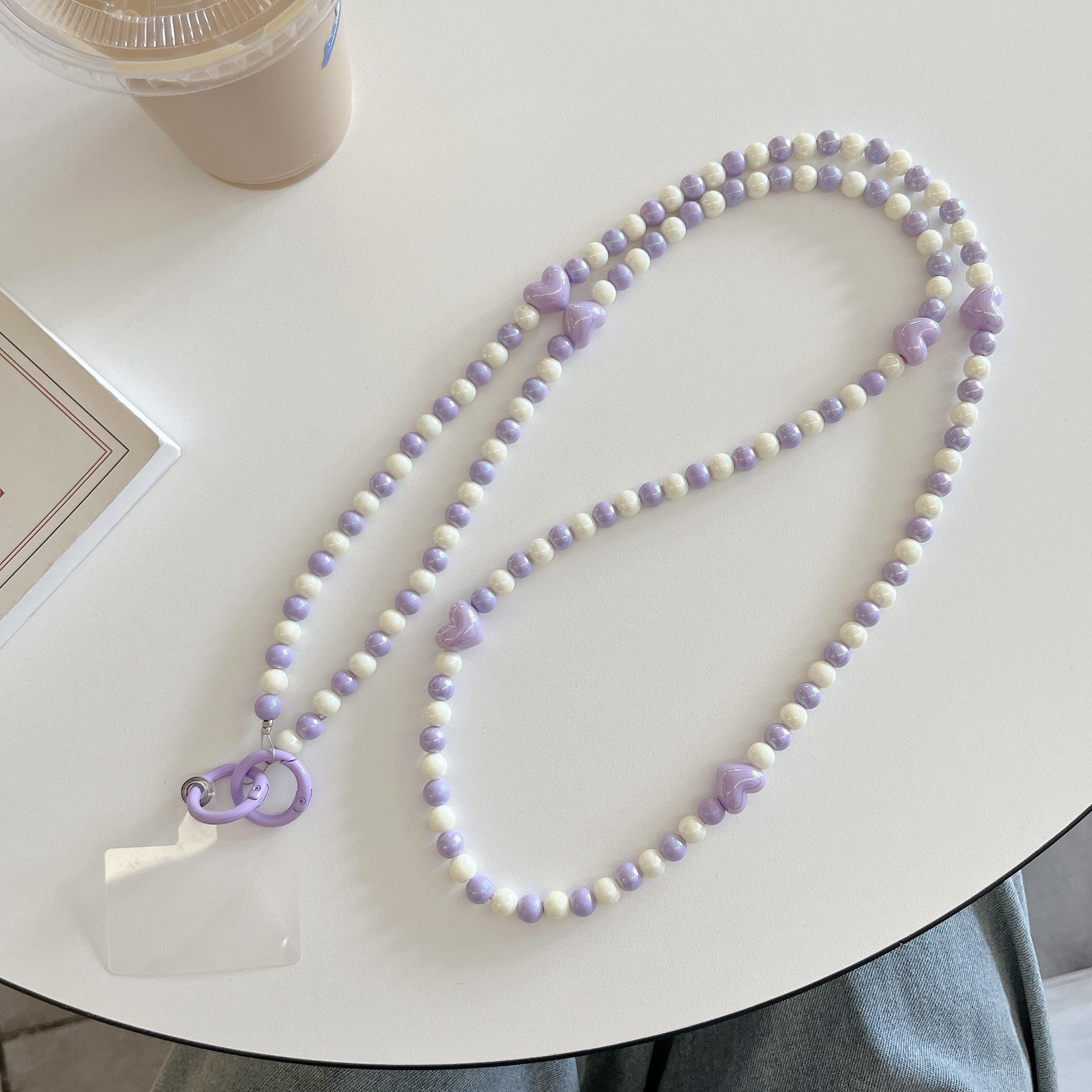 

Красочный цепочный ремешок для телефона через плечо с бусинами в форме сердца - Защита от потери, Подходит для всех чехлов