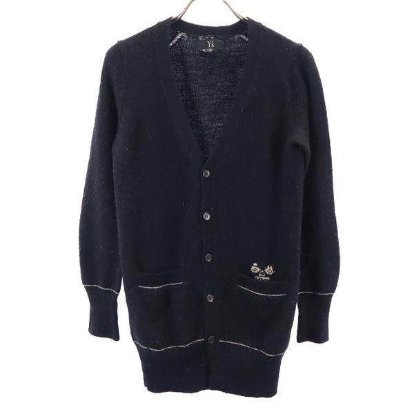 Y's Wool Long Sleeve V Neck Cardigan 2 Black Series Men's Used