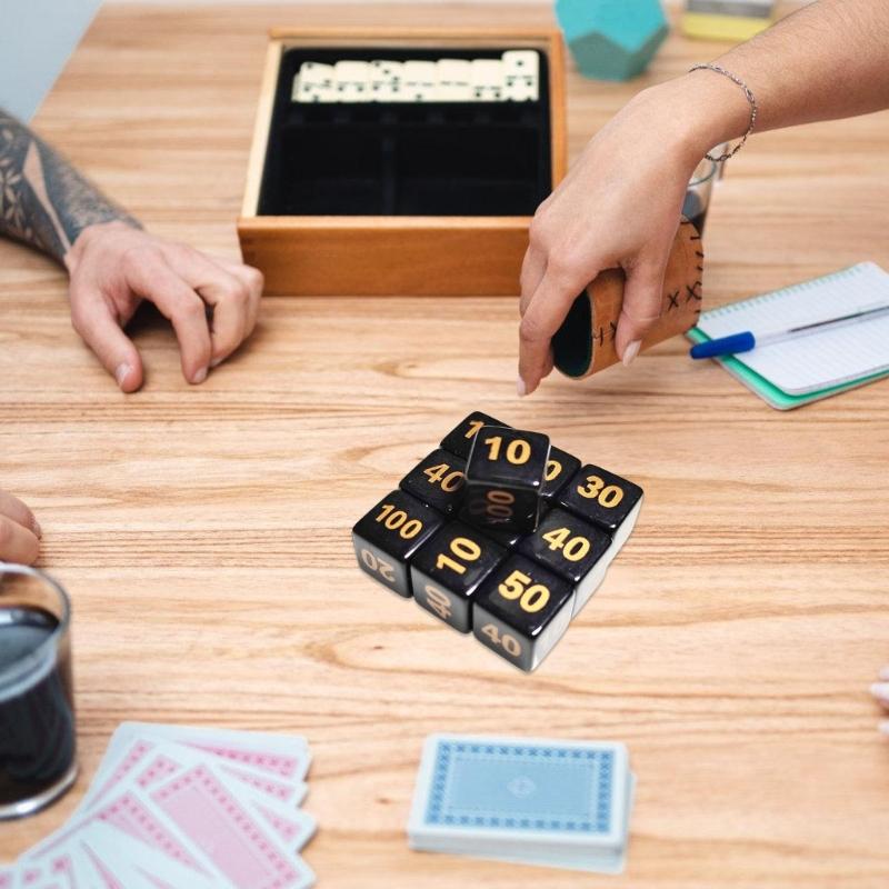 10Pcs/set 6 Sided Acrylic Dices Educational Rounded Corner Dices Dices Set, 14mm Solid Game Dices Set with Large Number