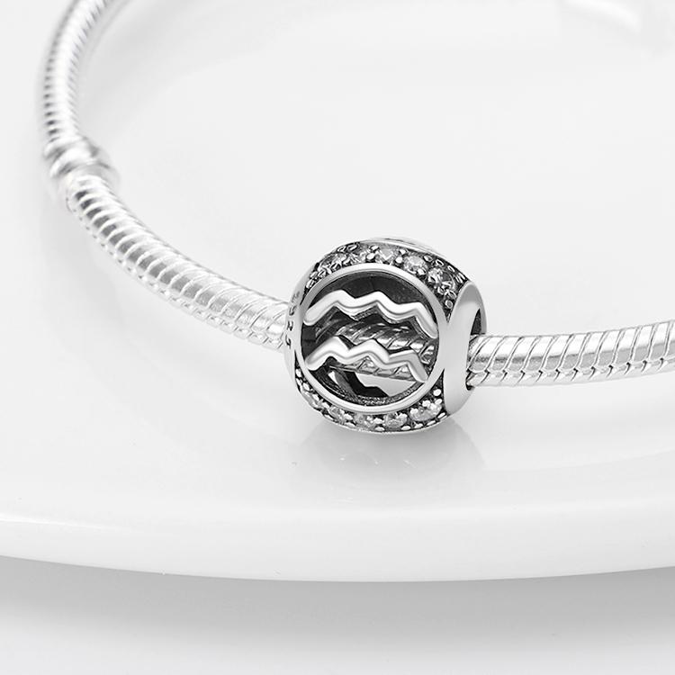 Szczęśliwe Znaki Zodiaku Bransoletka z Płytką Seria Dwunastu Konstelacji Zawieszka Pasuje do Oryginalnej Delikatnej Damskiej Biżuterii Koralik DIY Nowy Produkt