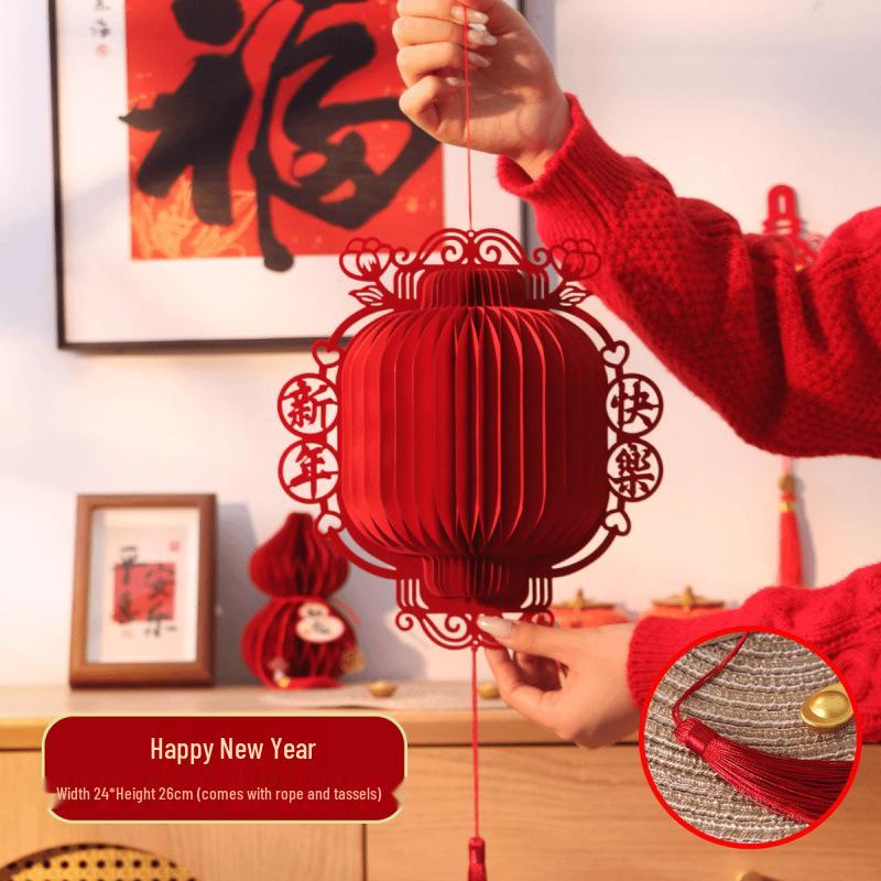 Chinese Horse Year 2026 Lanterns: 3D Honeycomb Hanging Ornaments for New Year and Spring Festival Decor.