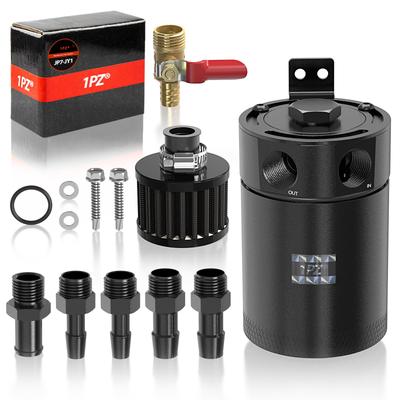 1PZ JP7-JY1 Catch Tank, Cylindrical Type, Aluminum, With Baffle, Valve Included, External Diameter: