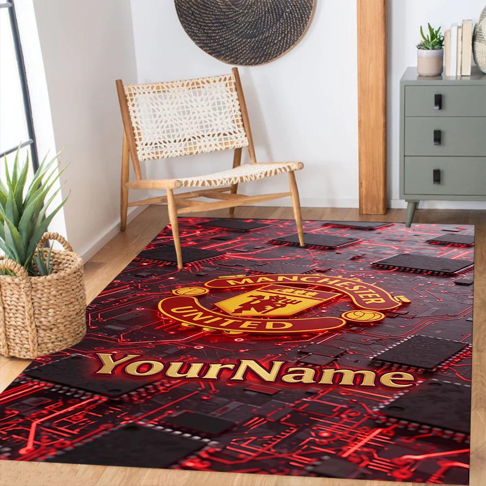 Manchester Customizable Name Area Rug Perfect for Balcony Game Room Entryway Kitchen Antislip Carpet Office home decor
