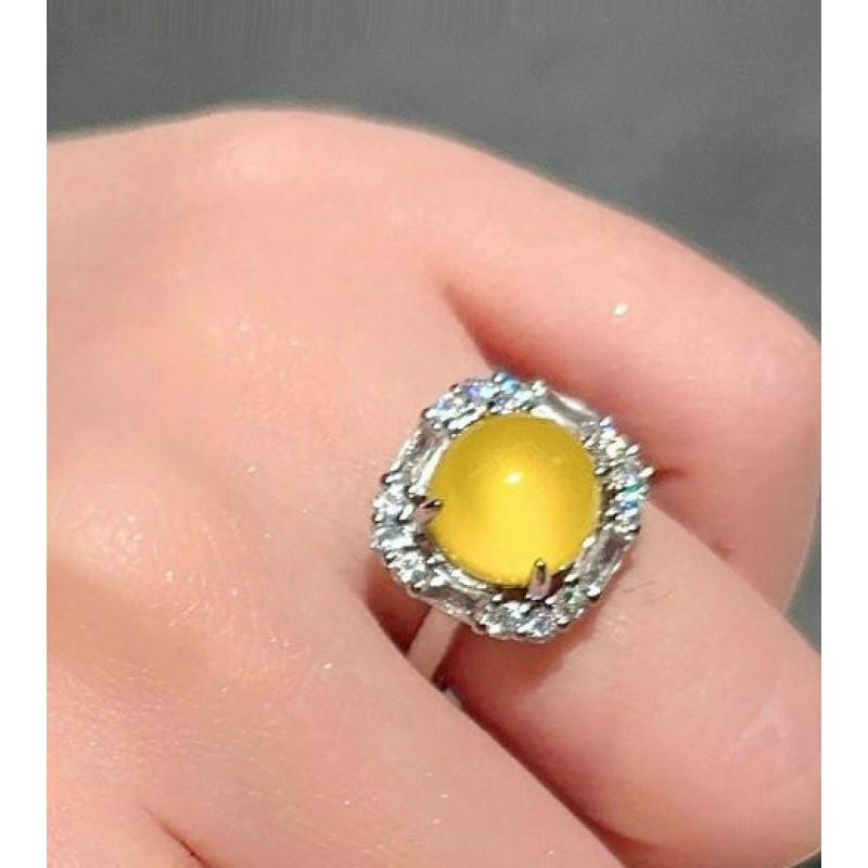 Vintage-Style Yellow Chalcedony Flower Charm Bracelet Earrings Set 18K Gold Plated Handmade Jewelry Women