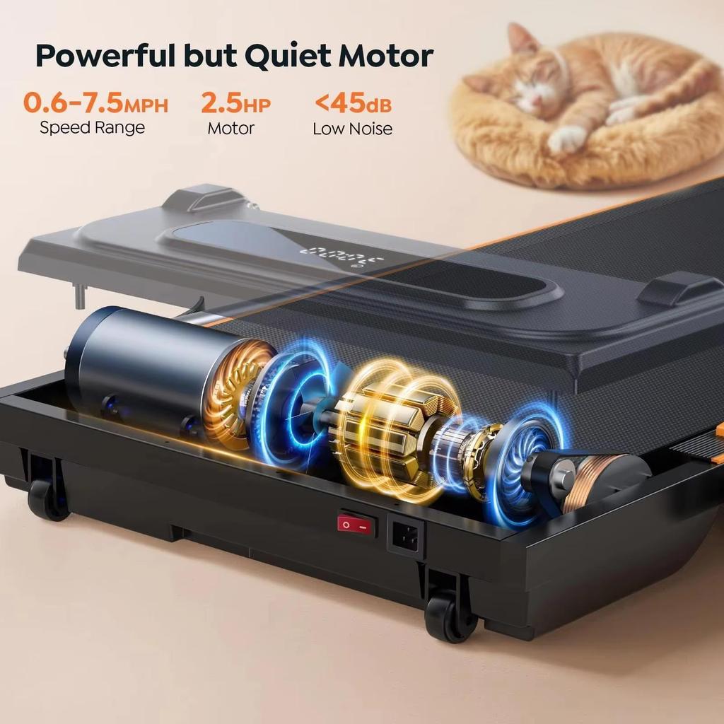 New Treadmill Foldable Incline Portable Under Desk Folding Walking Pad 0.6-7.5mph Max Load 120KG with LED Bluetooth Home Treadmill