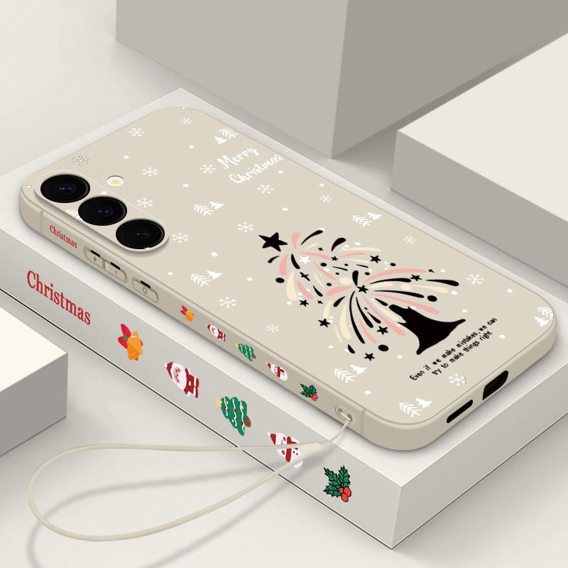Christmas Tree Magnetic Case For Samsung Galaxy S23 S24 Ultra S22 Plus S21 S23 FE For Magsafe Wireless Charge Lanyard Soft Cover
