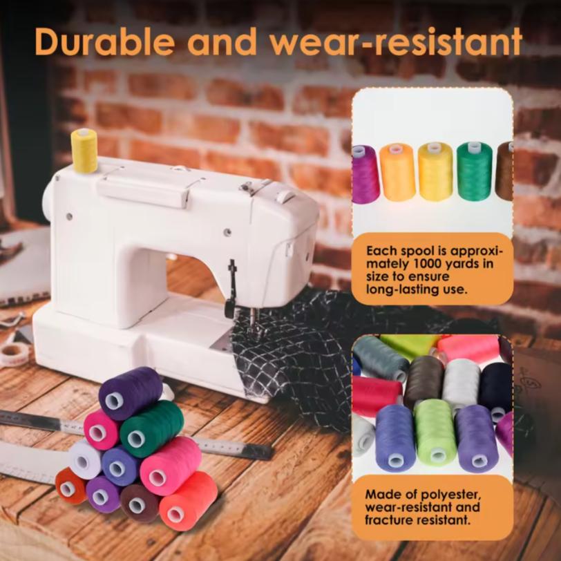 1000 Yards 12Colors Sewing Thread Polyester Sewing Thread, For Domestic DIY Sewing And Embroidery