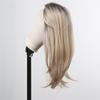 LOUIS FERRE Brown Blonde Ombre Synthetic Lace Front Wig Long Straight Fake Hair Wig for Women Daily Cosplay Lace Wig With Bangs